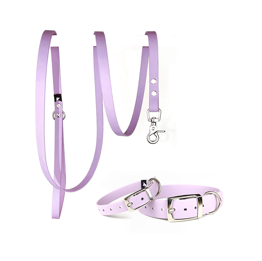 Waterproof Dog Collar & Lead Set in Lavender
