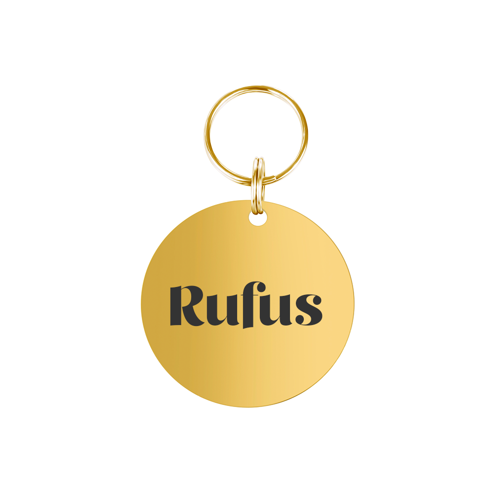 Large Round Personalised Pet Tag in Gold