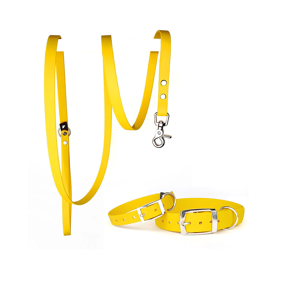 Waterproof Dog Collar & Lead Set in Yellow